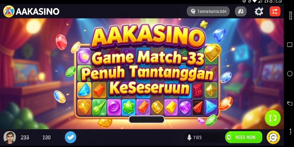 Gameplay seru AAKASINO dengan kombinasi match-3 yang menarik.