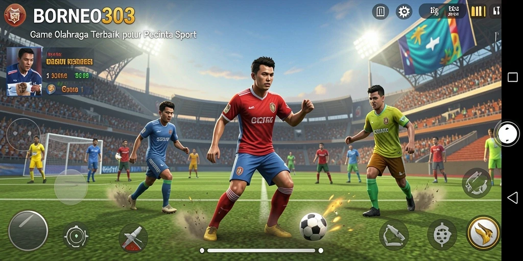 Tampilan gameplay BORNEO303 dengan aksi olahraga yang intens.