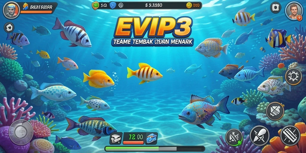 Tangkapan layar menunjukkan aksi seru dalam game Tembak Ikan.