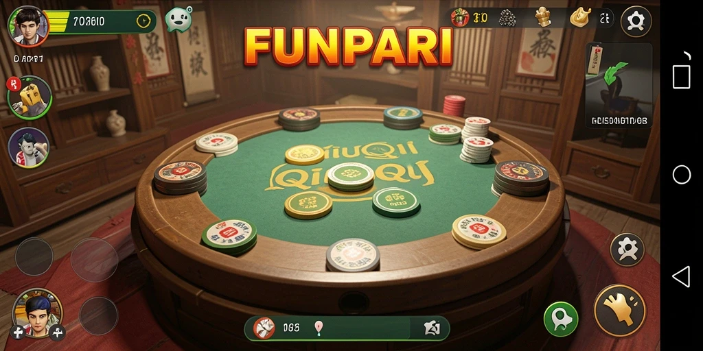 Tampilan gameplay seru dalam permainan QiuQiu FUNPARI.
