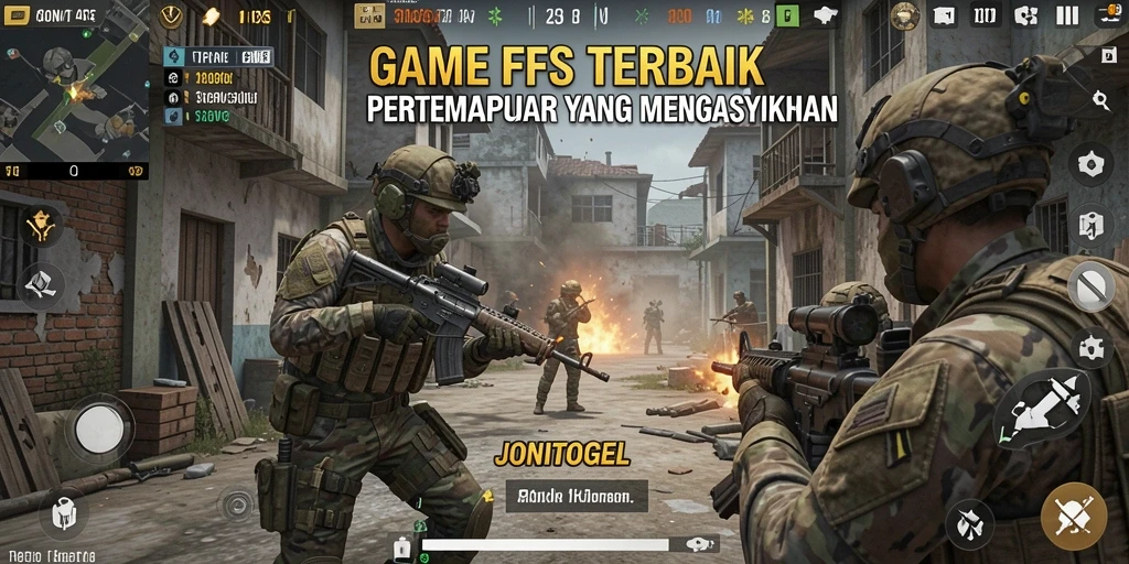 Screenshot utama JONITOGEL menampilkan aksi pertempuran yang intens.