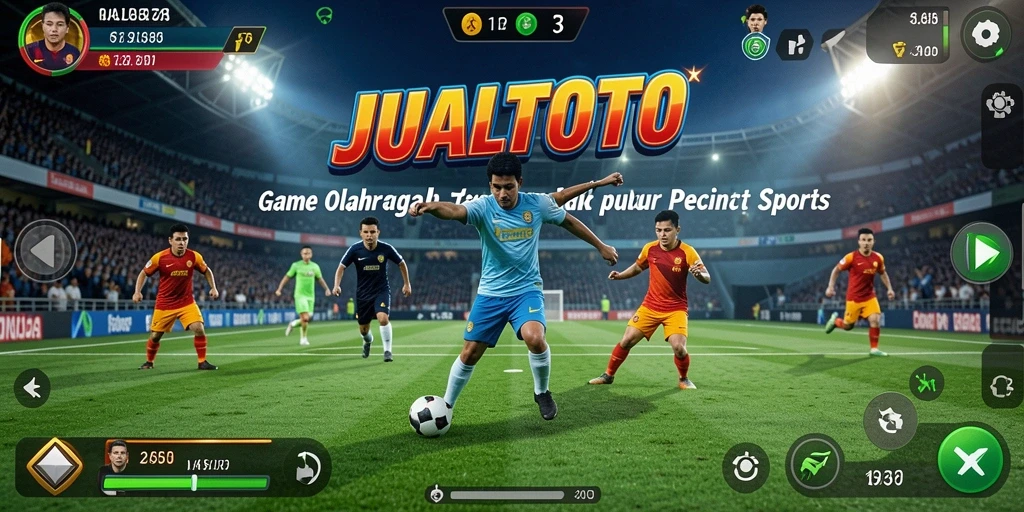 Tangkapan layar JUALTOTO menunjukkan pemain beraksi dalam pertandingan olahraga yang menegangkan.