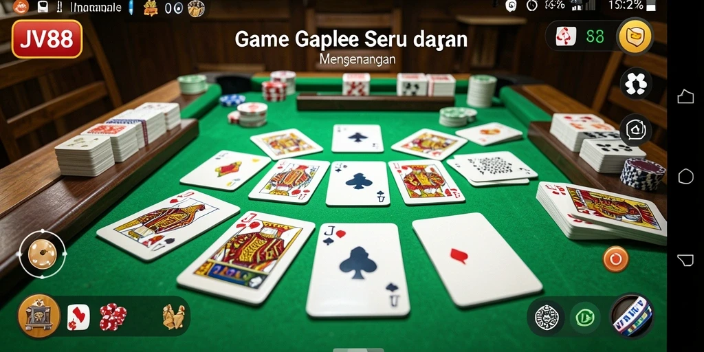 Tampilan menarik dari gameplay Gaple di JV88.