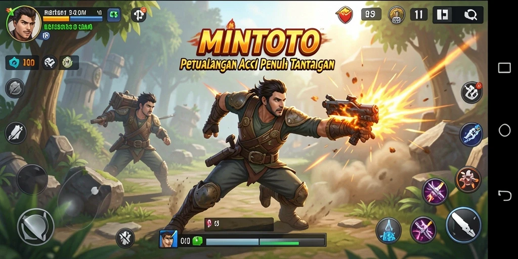 Tangkapan layar MINTOTO menampilkan pertempuran aksi yang mendebarkan.