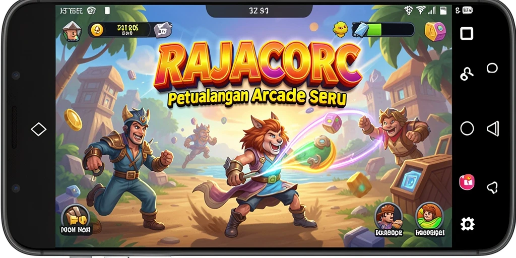 Screenshot menampilkan gameplay seru dan penuh tantangan RAJACORC.