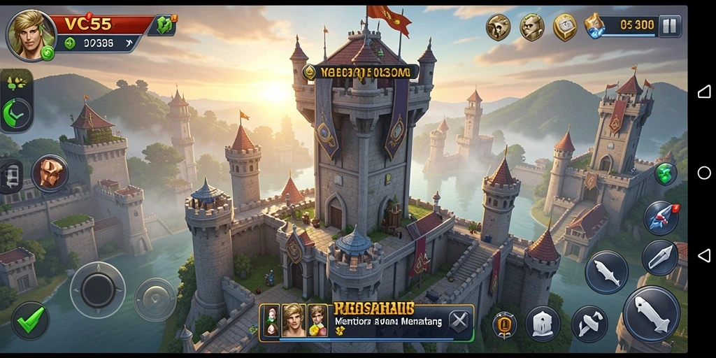 Screenshot VC55 menampilkan pertarungan intens dalam permainan Tower Defense.